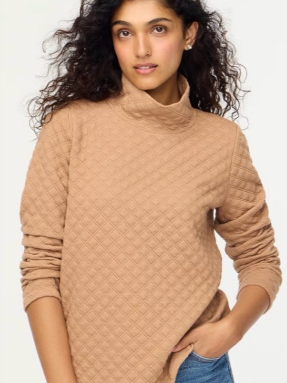 J.Crew Quilted Mock Neck Sweatshirt
Pullover Tan Size Medium
